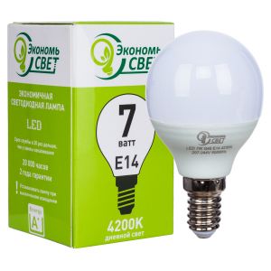 Лампа 7W Экономь свет G45 LED 4200K E14 купить оптом в ЭкономСвет