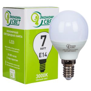 Лампа 7W Экономь свет G45 LED 3000K E14 купить оптом в ЭкономСвет